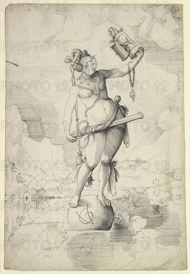 Allegory of the fortune of war, c. 1516/18, pen in black, leaf: 31.8 x 21.9 cm, U. M. monogrammed on the ball: VG [lig.], Urs Graf, Solothurn um 1485 – 1527/28