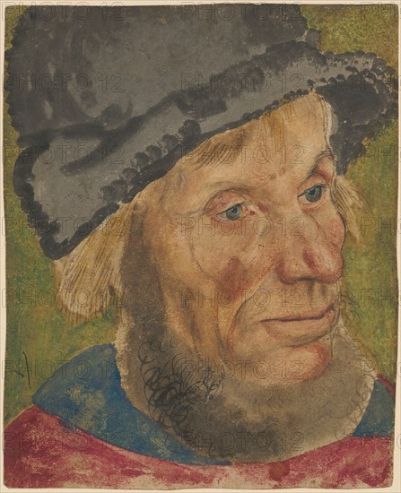 Portrait of a peasant man, c. 1525, watercolor, occasionally heightened in white, beard quill, sheet: 19.3 x 15.7 cm, not marked, Lucas Cranach d. Ä., Kronach 1472–1553 Weimar