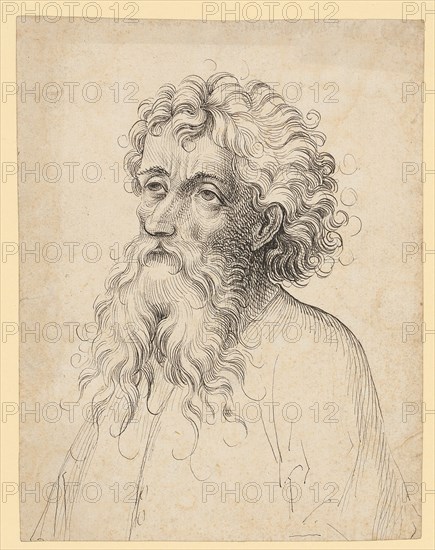Half-length portrait of a bearded man, left, c. 1470/80, pen in black, page: 18.7 x 14.3 cm, unsigned, Anonym, Oberrhein (Elsass), um 1470/80