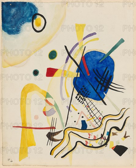 Untitled, 1921, watercolor and ink over pencil, laminated, Sheet: 30.3 x 24.4 cm, U. l., inscribed and dated in black with pen: K, 21, Wassily Kandinsky, Moskau 1866–1944 Neuilly-sur-Seine/Hauts-de-Seine
