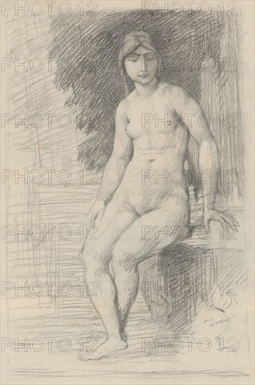 Study on composition innocence, pencil, verso: pencil, leaf: 48.5 x 34.7 cm, not marked, Hans von Marées, Elberfeld 1837–1887 Rom