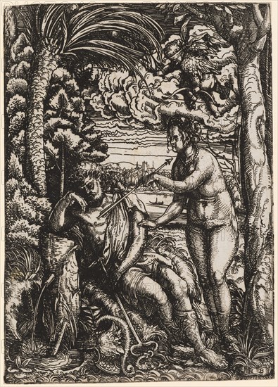 Mercury, Venus and Cupid, c. 1500, iron etching, sheet: 18.3 x 13 cm, U. r., monogrammed: H B, Hans Burgkmair d. Ä., Augsburg 1473–1531 Augsburg