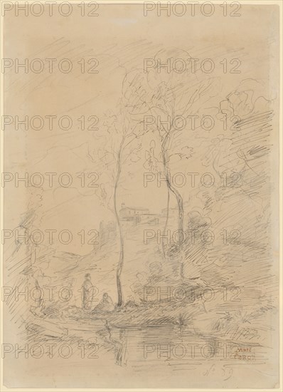 Italian Landscape, 1827, pen over pencil on brownish paper, sheet: 35.1 x 25.4 cm, U. r., Numbered in pencil: No 89, Jean-Baptiste Camille Corot, Paris 1796–1875 Paris