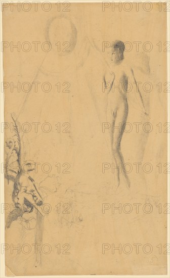 Naked boy, standing in front of a rootstock, pencil, sheet: 22.4 x 16.5 cm, unsigned, Otto Meyer-Amden, Bern 1885–1933 Zürich