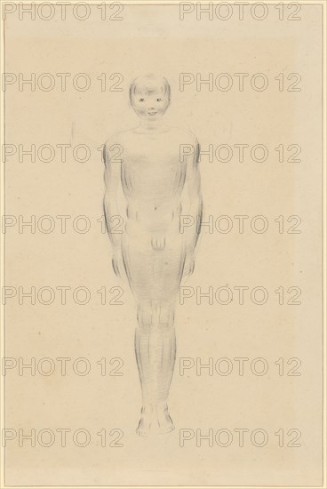 Knabenakt with closed legs and stretched arms, pencil, sheet: 27.4 x 18.1 cm, unsigned, Otto Meyer-Amden, Bern 1885–1933 Zürich