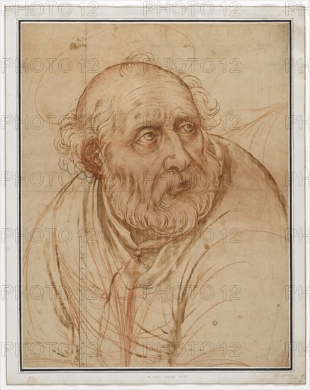 The Apostle Peter, c. 1585, brush in brown and gray, red chalk, firmly wound, Leaf: 55.2 x 43 cm, Not marked, Hendrick Goltzius, Mühlbrecht 1558–1617 Haarlem
