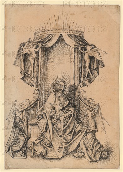 Mercy seat, c. 1470, feather in black, over lead handle relief, on reddish-tinted paper, sheet: 29.1 x 20.4 cm, unmarked, Anonym, Süddeutschland, um 1470