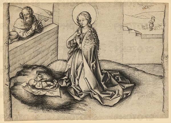 The Nativity (Adoration of the Child), Feather in Black, Sheet: 21 x 29.2 cm, Unmarked, Martin Schongauer, (Kopie nach / copy after), Colmar um 1445–1491 Colmar