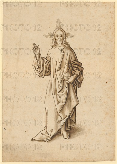 Blessing Christ Salvator, feather in brown, brown wash, sheet: 14.7 x 10.4 cm, not marked, Jörg Schweiger, (zugeschrieben / attributed to), Augsburg 1470/80 –1533/34 Basel