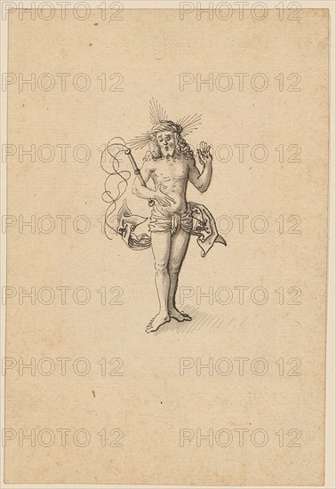 Christ as a man of sorrows, feather in black, gray wash, sheet: 13.9 x 9.4 cm, unmarked, Jörg Schweiger, (zugeschrieben / attributed to), Augsburg 1470/80 –1533/34 Basel