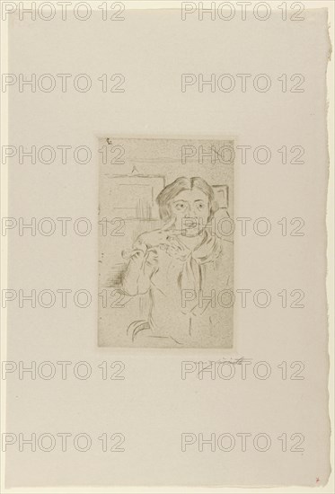 The wife of the artist, 1909, drypoint with vernis mou (?), Only condition, folia: 38.4 x 26.2 cm (largest mass) |, Plate: 18 x 12 cm, O. l., monogrammed in the plate: CL., [, Ligated, ], r., Signed below in pencil: Lovis Corinth, Lovis Corinth, Tapiau/Ostpreussen (heute Gwardjesk, Russland) 1858–1925 Zandvoort