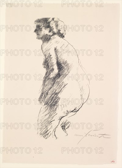 Female nude in the lost profile to the left, lithograph, sheet: 43 x 30.8 cm (largest mass), R. under the illustration signed in pencil: Lovis Corinth, Lovis Corinth, Tapiau/Ostpreussen (heute Gwardjesk, Russland) 1858–1925 Zandvoort