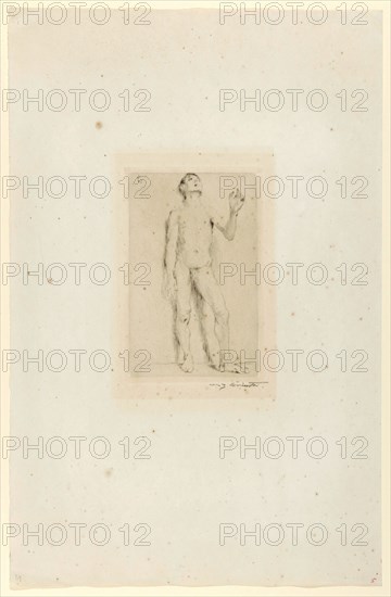 Juvenile act, 1905, drypoint on thin translucent paper, only condition, foliate: 48.1 x 31.2 cm (largest mass) |, Plate: 18.2 x 11.9 cm, L. o. Monogrammed in the plate: LC., [, Ligated, ], r., Signed below in pencil: Lovis Corinth, Lovis Corinth, Tapiau/Ostpreussen (heute Gwardjesk, Russland) 1858–1925 Zandvoort