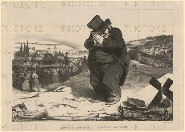 Enfoncé Lafayette! .... Dummy, mon vieux !, chalk lithograph, first and only condition, folio: 34.2 x 47.7 cm |, Picture: 29.4 x 42.3 cm, Honoré Daumier, Marseille 1808–1879 Valmondois/Seine-et-Oise