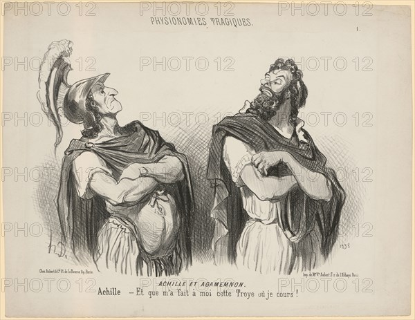 Achille et Agamemnon, 1851, chalk lithograph, 2nd condition (from 2), sheet: 26.9 x 34.6 cm |, 20.5 x 28.5 cm, Im Stein u.r., monogrammed: h.D., Honoré Daumier, Marseille 1808–1879 Valmondois/Seine-et-Oise