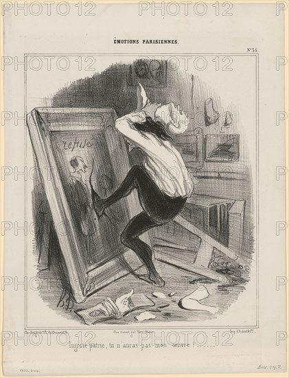 Ingrate patrie, tu n'auras pas mon oeuvre! ..., 1840, chalk lithograph, 5th condition (from 5), sheet: 25.7 x 34.8 cm, Im Stein u., l, ., monogrammed: h.D., Honoré Daumier, Marseille 1808–1879 Valmondois/Seine-et-Oise