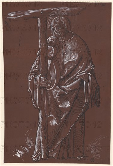 The apostle Philip, feather in black, heightened with white, on brown primed paper, page: 30.5 x 20.5 cm, unsigned, Hans Baldung gen. Grien, (Umkreis / circle), Schwäbisch Gmünd (?) 1484/85–1545 Strassburg