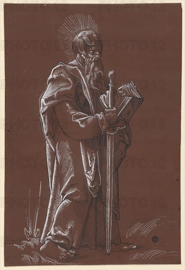 The Apostle Paul, pen in black, heightened with white, on brown-primed paper, page: 30.2 x 20.2 cm, Unmarked, Hans Baldung gen. Grien, (Umkreis / circle), Schwäbisch Gmünd (?) 1484/85–1545 Strassburg