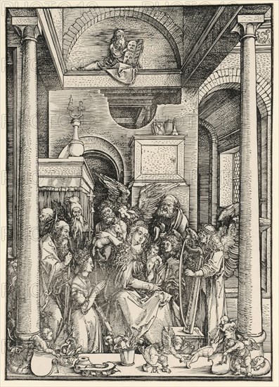 Mariens Adoration (Glorification of Mary), c. 1502, woodcut, folio, picture: 29.6 x 21.3 cm, U. Monogrammed: AD, Albrecht Dürer, Nürnberg 1471–1528 Nürnberg