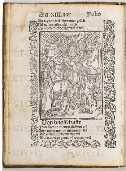 Das Narrenschiff, 1506, Illustrated book with 114 woodcuts by at least four designers, 73 cuts attributed to Albrecht Dürer, book: 4.6 x 15.5 x 21.8 cm, Albrecht Dürer, Entwerfer, Nürnberg 1471–1528 Nürnberg, Sebastian Brant, Autor, Strassburg 1457–1521 Strassburg