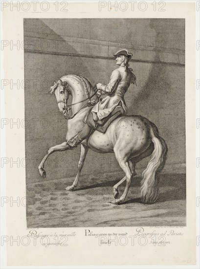 Passengers on the wall left, 1734, etching, sheet: 60.2 x 43.6 cm |, Plate: 54.5 x 39.4 cm, U.l., below the illustration: avec P.S.C.M ., et al .: J. E. Ridinger inv. des. et excud., Aug. Vind., Johann Elias Ridinger, Ulm 1698–1767 Augsburg