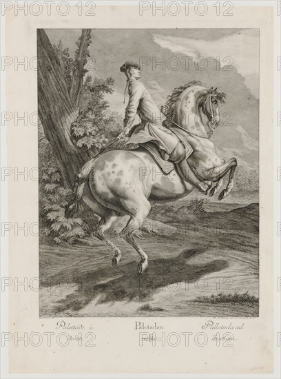 Palotaden right, 1734, etching, sheet: 60.1 x 43.6 cm |, Leaf: 54 x 38.7 cm, U.l., below the illustration: avec P.S.C.M ., u.r .: Joh. El., Ridinger inv. Des. Et excud., A. V., Johann Elias Ridinger, Ulm 1698–1767 Augsburg