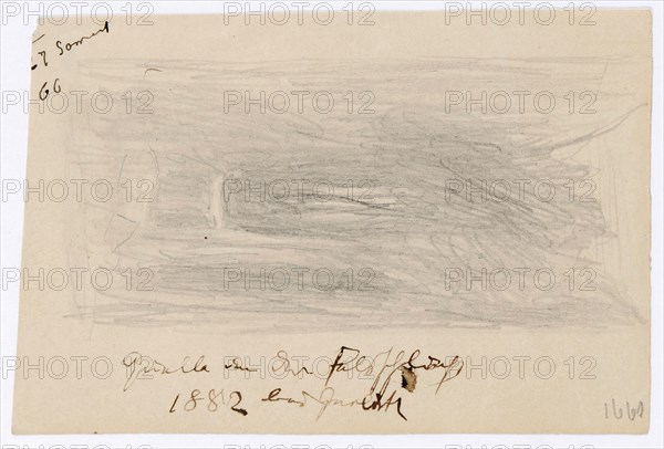Remembrance sketch after the painting by Arnold Böcklin Quell in a canyon, 1866, pencil, sheet: 10 x 6.8 cm, inscribed vertically on the left edge of the picture (pen, black): Source in the canyon, 1882 near Gurlitt, Rudolf Schick, Berlin 1840–1887 Berlin