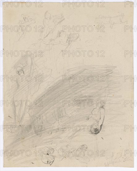 Sketch after the composition begun by Böcklin, later rejected Composition Liebesfrühling, 1868, pencil, sheet: 22.2 x 17.7 cm, Rudolf Schick, Berlin 1840–1887 Berlin