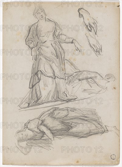 After Paul Veronese: Esther and one of Loth's daughters, 1866/69, pencil, verso: pencil, sheet: 24 x 17.4 cm, not marked, Paul Cézanne, Aix-en-Provence 1839–1906 Aix-en-Provence