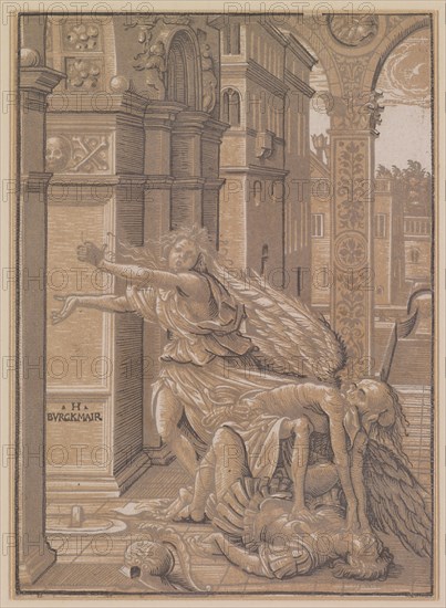 The death surprises the lovers, 1510, chiaroscuro woodcut of three plates, sheet: 21.2 x 15.2 cm, M. l., signed: .H., BVRGKMAIR, Hans Burgkmair d. Ä., Augsburg 1473–1531 Augsburg