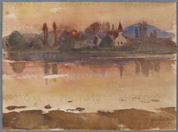Sunset, 1895, watercolor, sheet: 26.3 x 35.5 cm, U. r., Brush signed in red: H. Sandreuter 95, Hans Sandreuter, Basel 1850–1901 Riehen