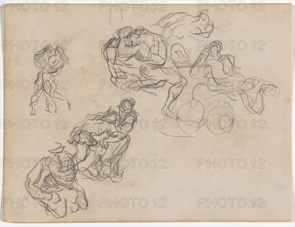 Study to the picture The orgy, 1864/68, pencil, verso: Chalk in black, Leaf: 17.9 x 23.4 cm, Not marked, Paul Cézanne, Aix-en-Provence 1839–1906 Aix-en-Provence