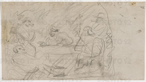 Reading in the Garden, c. 1868, pencil on light gray drawing paper, sheet: 12.6 x 22.6 cm, unmarked, Paul Cézanne, Aix-en-Provence 1839–1906 Aix-en-Provence