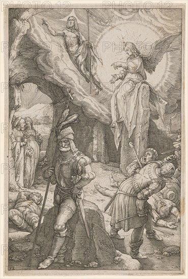 The Resurrection, copperplate, plate: 20.3 x 13.5 cm |, Leaf: 20.6 x 13.8 cm, U. l., numbered: 12, u, ., M. monogrammed and dated on the stone: HG [lig.], A ° 96, Hendrick Goltzius, Mühlbrecht 1558–1617 Haarlem