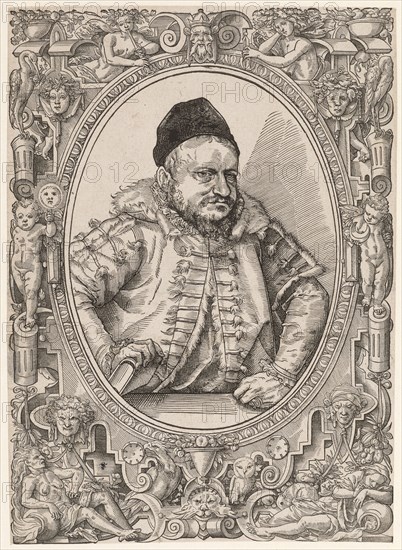 Portrait of Sigmund Feyerabend, c. 1571, woodcut, without heading and accompanying verses, folia: 22.6 x 16.2 cm, U. l., monogrammed in the frame: TS [lig.], Tobias Stimmer, Schaffhausen 1539–1584 Strassburg