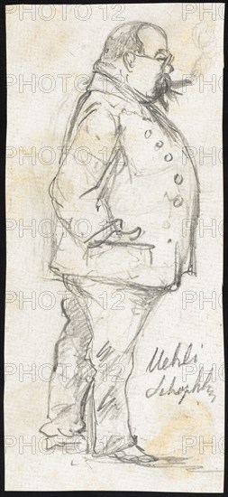 Man with glasses and cigar from the side, pencil, sheet: 14.2 x 6.4 cm, U. r., inscribed in pencil: Mehli Seh ... [illegible], Paul Franz Otto, 1839–1927