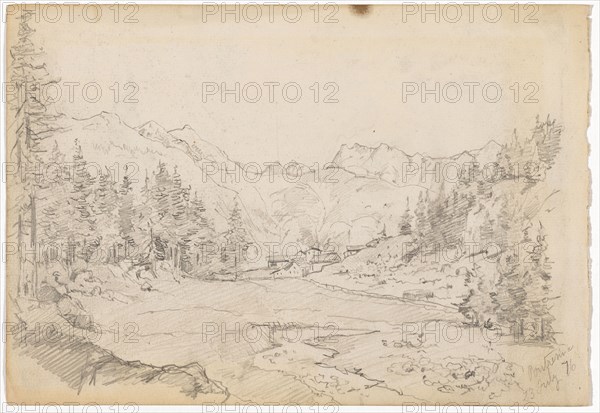 Pontresina (recto), three small drawings and a larger drawing of a rock landscape (verso), 1876, pencil (recto), Pencil, watercolor (verso), sheet: 18.8 x 27.3 cm, recto a., r., designated and dated: Pontresina, July 23, 76, verso M. inscribed in pencil: Pontresina 22 July, o. l .: .... [illegible], Paul Franz Otto, 1839–1927