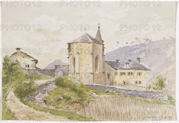 Church in Geronde, 1899, pencil, watercolor, sheet: 15.7 x 23.2 cm, U. r., inscribed and dated in pencil: Wallis, Geronde 19.4.99., Paul Franz Otto, 1839–1927