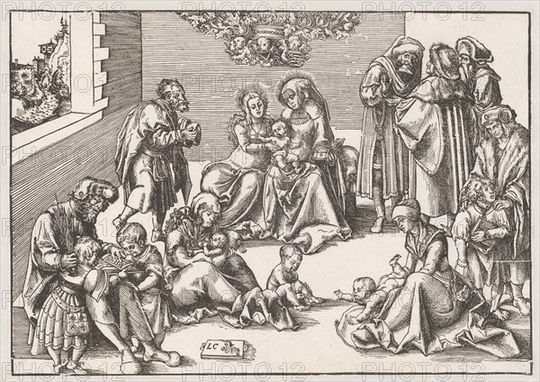 Holy Family, c. 1509/10, woodcut, sheet: 23.3 x 33.4 cm, U. M. inscribed: LC, next to winged snake, Lucas Cranach d. Ä., Kronach 1472–1553 Weimar