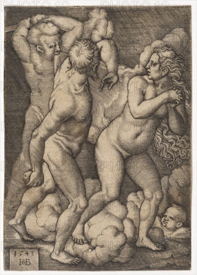 The Expulsion from Paradise, 1543, copper engraving, I. Condition, sheet, image: 8.1 x 5.8 cm, U. l., dated and monogrammed: 1543, HSB [lig.], Sebald Beham, Nürnberg 1500–1550 Frankfurt a.M.
