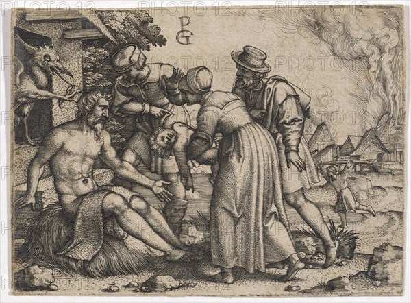 Job, copperplate, sheet: 6.4 x 8.7 cm, O. monogrammed: GP [ligated], Georg Pencz, Nürnberg um 1500–1550 Leipzig