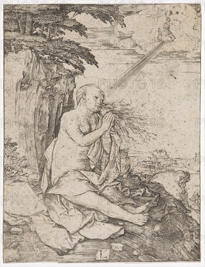 The Pious Maria Magdalena, copperplate, sheet: 11.4 x 8.7 cm, signed monogram: L, Lucas van Leyden, Leiden 1494 (?) –1533 Leiden