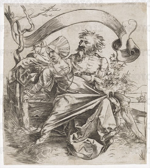 Young Woman, Threatened (The Violent One), c. 1495, Copperplate, Journal: 11.1 x 10.1 cm, Unsigned, Albrecht Dürer, Nürnberg 1471–1528 Nürnberg