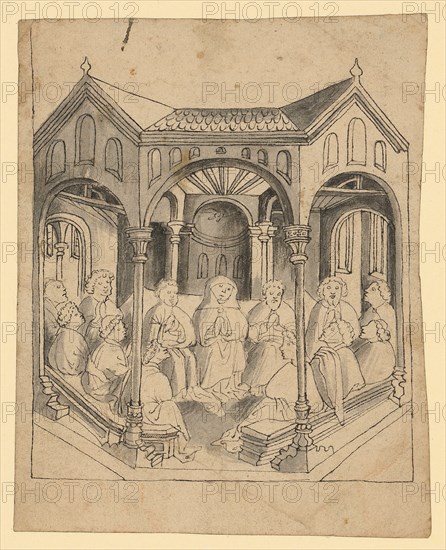 The outpouring of St., Ghost, 2nd half of the 15th century, feather in black, gray washed, page: 17.8 x 14.4 cm, unsigned, Anonym, Süddeutschland (Ulm?), 2. Hälfte 15. Jh., Hans Multscher, (Kopie nach / copy after)