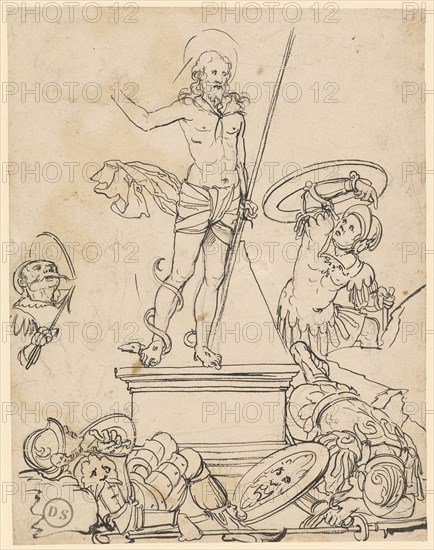 Resurrection of Christ, feather (brush?) In black, over a preliminary drawing with a black pencil, sheet: 26.2 x 20.2 cm, unmarked, Hans Brand, Basel 1552–1577/78 (?) Basel