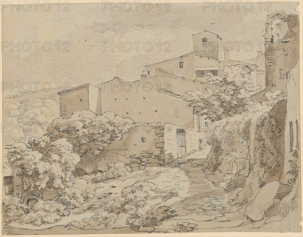 Italian locality, pencil, wash with ink, folio: 15.5 x 20.1 cm, unsigned, Joseph Anton Koch, Obergiblen bei Elbigenalp (Lechtal) 1768–1839 Rom