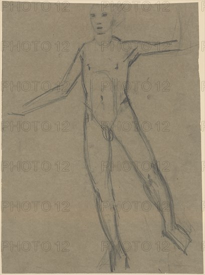 Boy act, pencil on gray paper, sheet: 39.2 x 29 cm, not marked, Hans Brühlmann, Amriswil/Thurgau 1878–1911 Stuttgart