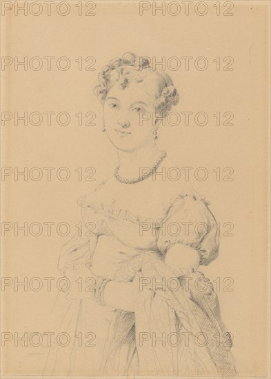 Portrait of a young lady with pearl necklace and bracelet., 1811, pencil, sheet: 27.7 x 21.3 cm, U. l., Signed, inscribed and dated in pencil: Ingres, Roma 1811, Jean-Auguste-Dominique Ingres, (Nachahmer / imitator), Montauban 1780–1867 Paris