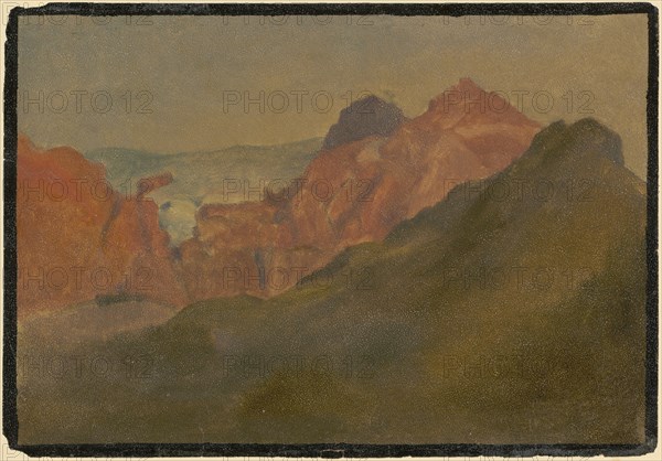 Landscape in the Lenk in the Upper Simmental, oil on oiled paper, outlined in black, mounted on cardboard, sheet: 20.6 x 29.6 cm, not marked, Ludwig Adam Kelterborn, Hannover 1811–1878 Basel