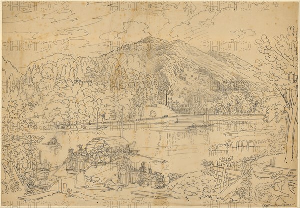 Charteruse près Thoune, watercolor and pen over pencil, on tracing paper, sheet: 35.2 x 51 cm, G. Lory [illegible], Gabriel Ludwig Lory, Bern 1763–1840 Bern